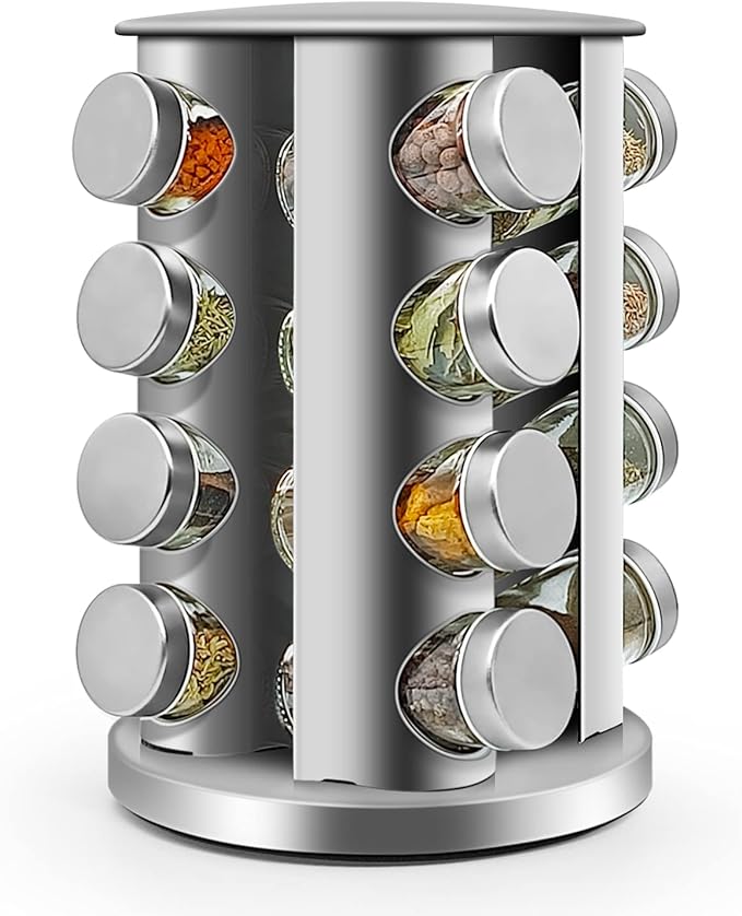 6-Jar Revolving Spice Rack: Keep your spices organized and accessible with this stainless steel countertop carousel.