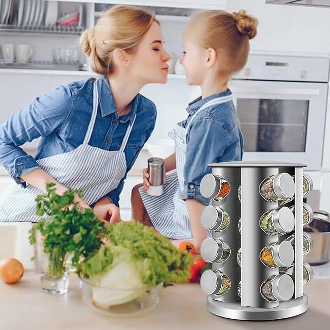 6-Jar Revolving Spice Rack: Keep your spices organized and accessible with this stainless steel countertop carousel.