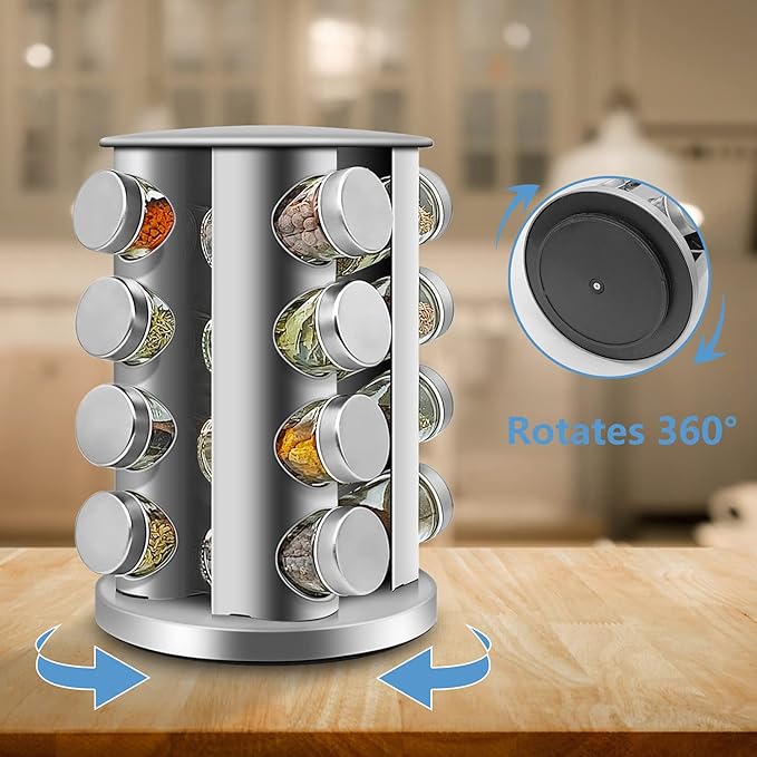 6-Jar Revolving Spice Rack: Keep your spices organized and accessible with this stainless steel countertop carousel.