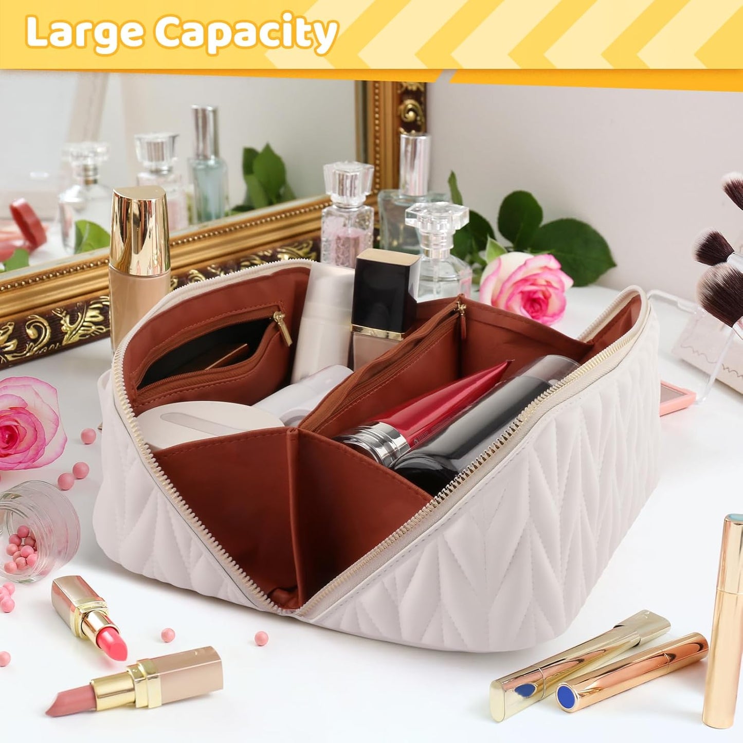 Portable High-grade Elastic Soft Surface Pillow Bag Travel Cosmetics Storage