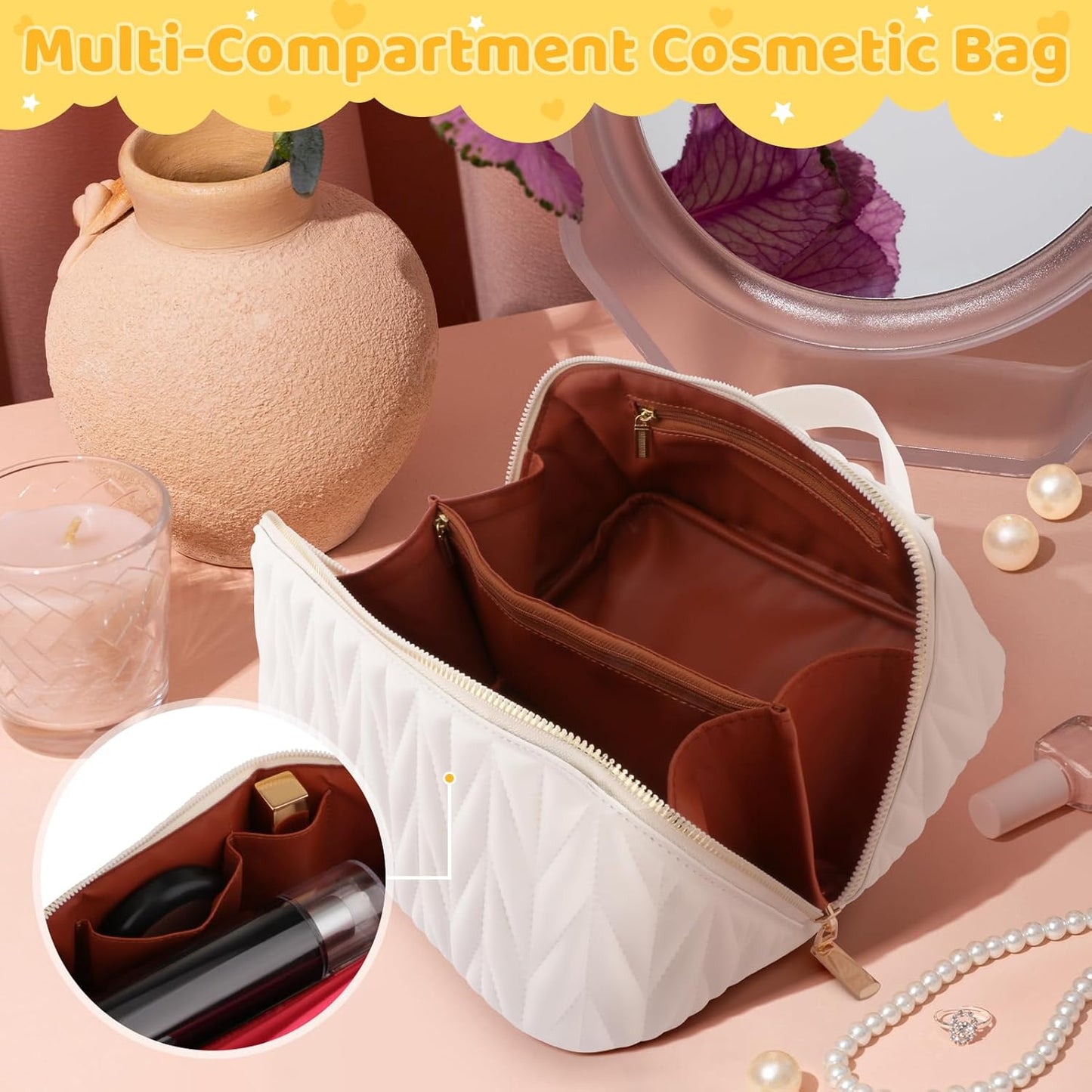 Portable High-grade Elastic Soft Surface Pillow Bag Travel Cosmetics Storage